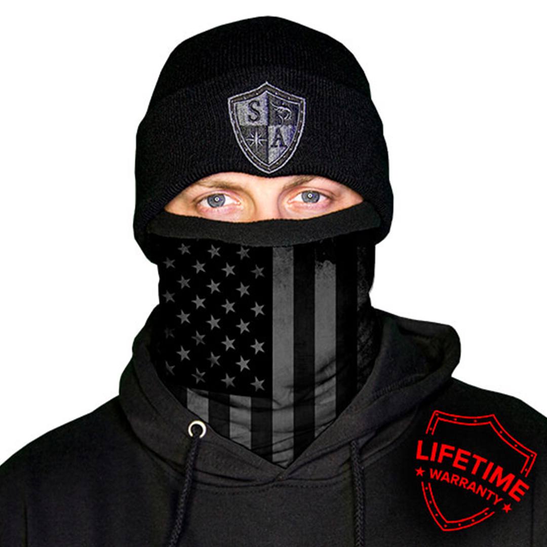 SA American flag thermal face shield black.