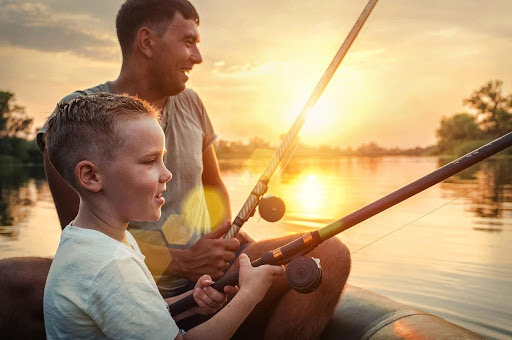 Man and Boy Fishing