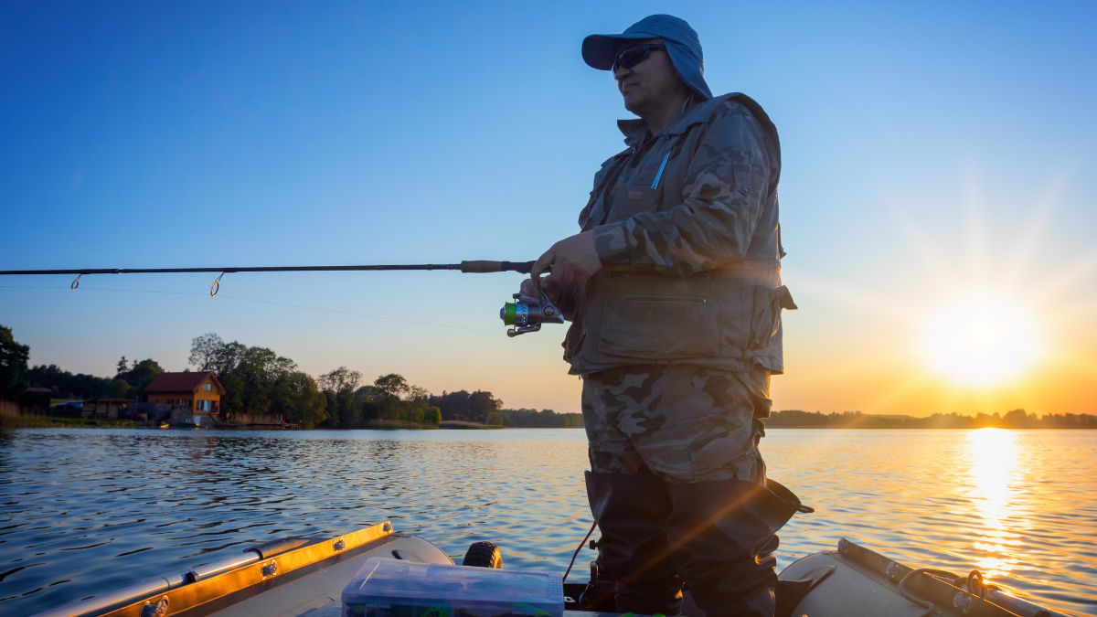 Angler fishing from a boat